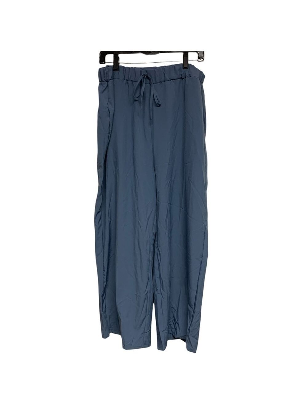 Womens comfortable wide leg pants with pockets blue elastic waist size 1XL NEW